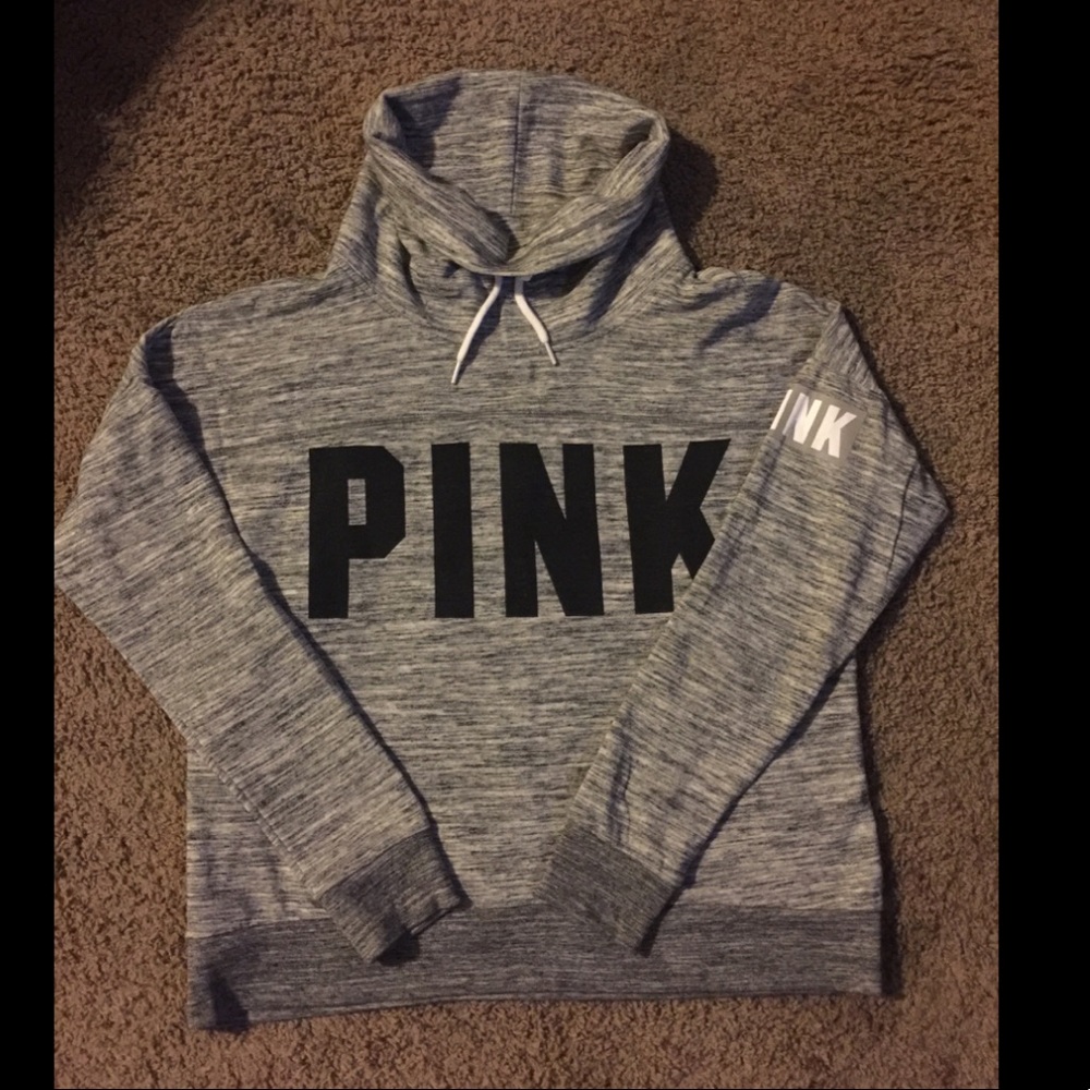 PINK Victoria's Secret Black & Gray Pullover cowl neck hoodie
